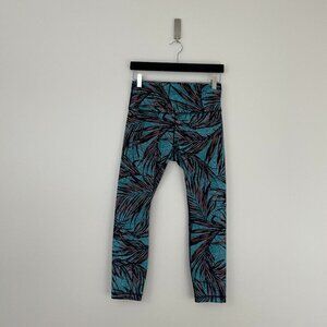 Lululemon High Times Pant Palm Lace Tofino Teal Multi Leggings Size 8